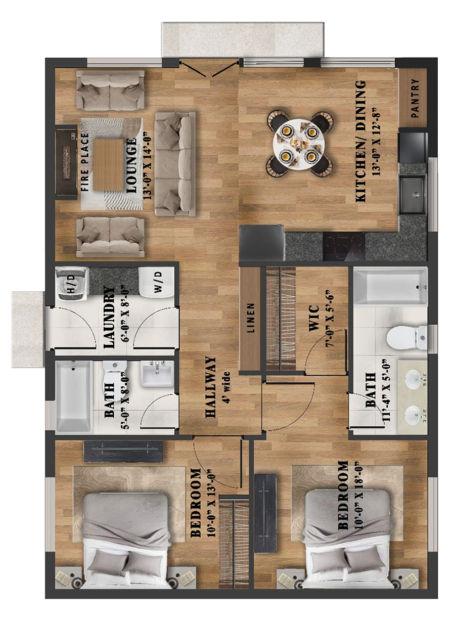 Luxury custom modern garden suite layout
