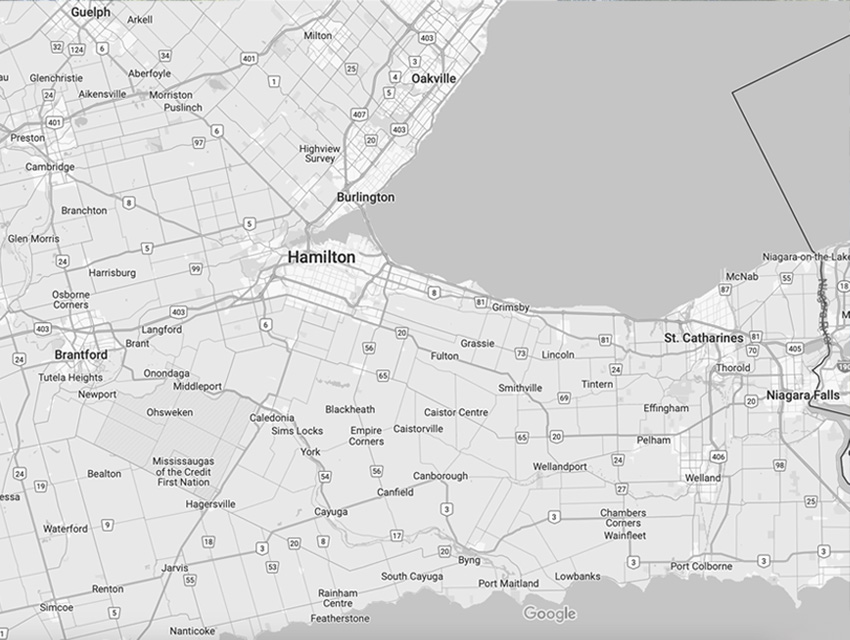 Mini DANT Homes Service Area Map Hamilton and Burlington