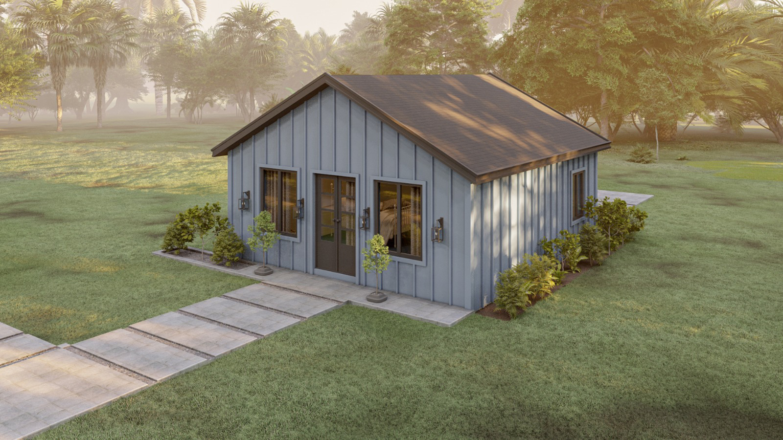 Custom backyard studio suite Model A framing layout